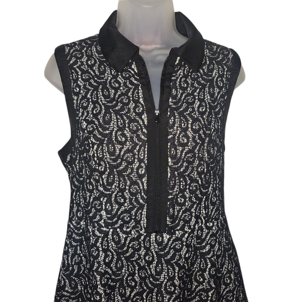 Betsey Johnson Womens Black White Lace Zip Front Fit Flare Dress Size 8 Retro - Picture 4 of 11